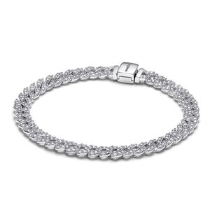 Pandora Timeless Pavé Cuban Chain Bracelet 593008C01-18 NWT